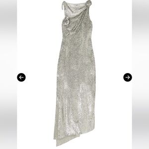Silver Sequin One-Shoulder Evening Dress